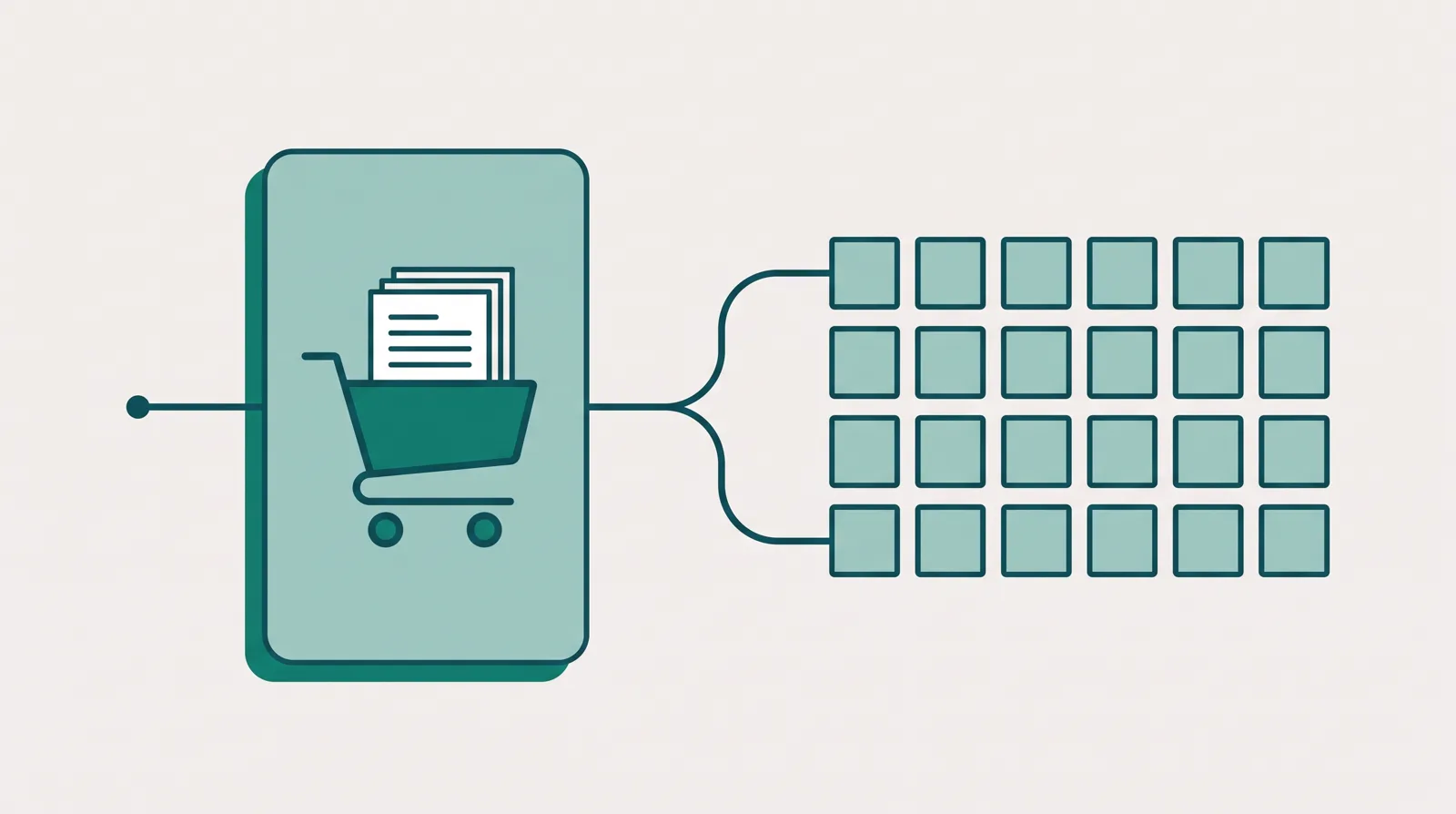 A decision forking into one focused funnel-and-checkout platform on one side and a wide grid of many small tools on the other