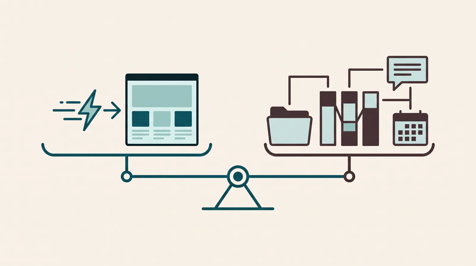 A focused fast landing page path is weighed against a wider agency operations system