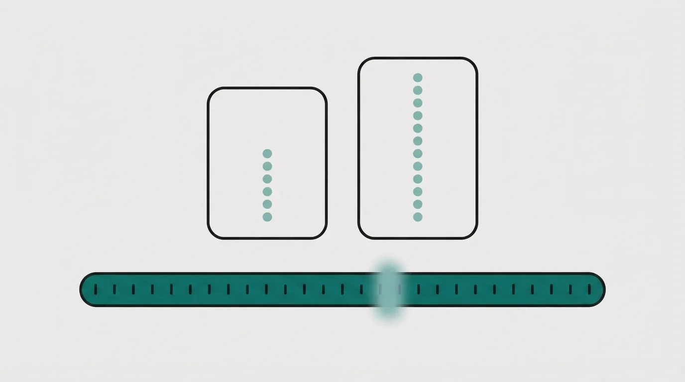 Two landing page variants filling up with visitor dots above a timeline of days